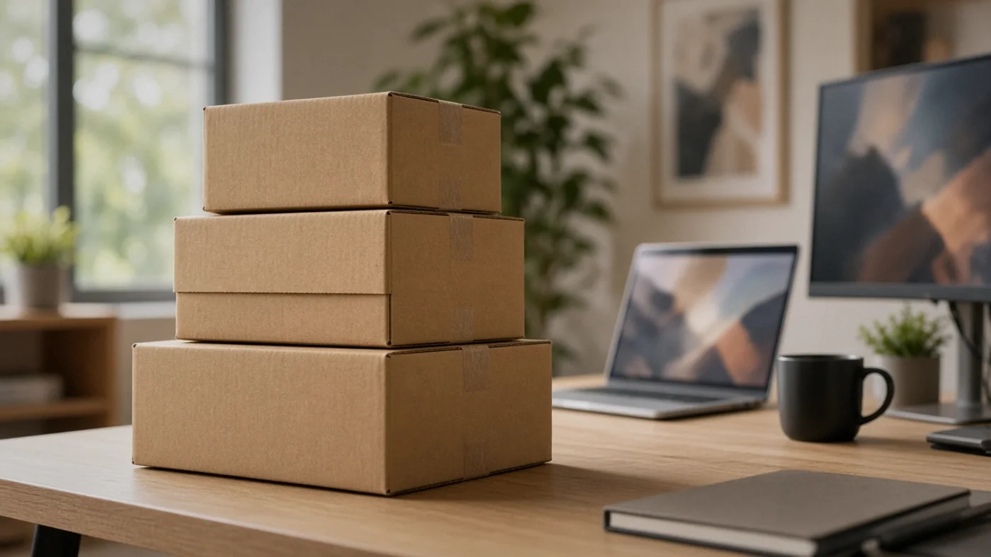 Stacked shipping boxes