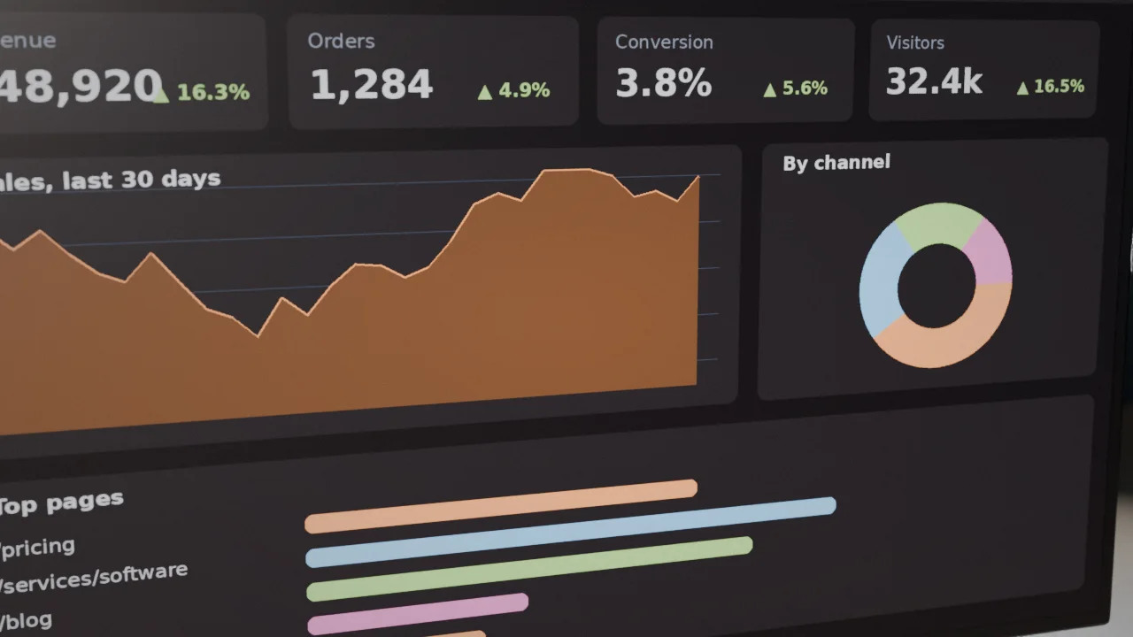 Analytics dashboard with charts and KPIs illustration for internal team tools