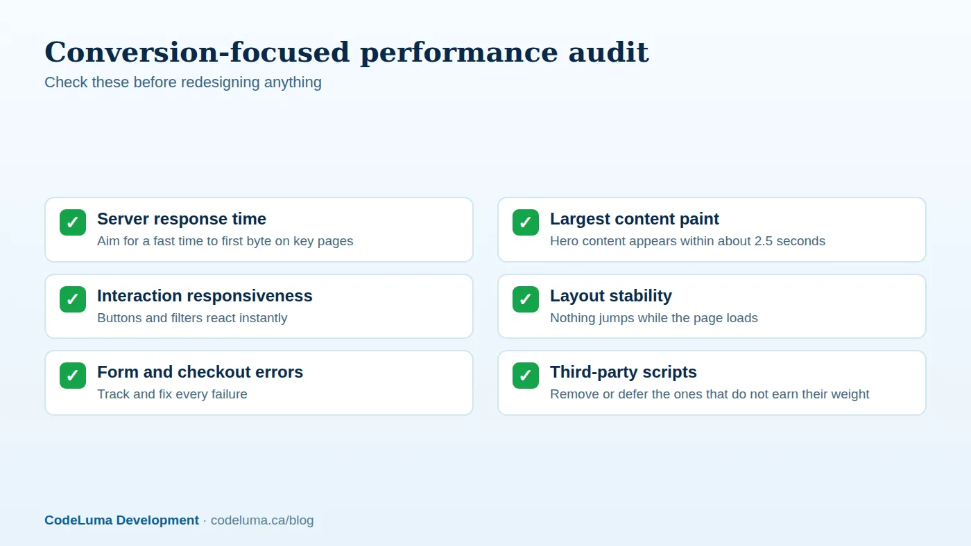 A short audit list that connects technical metrics to business outcomes.