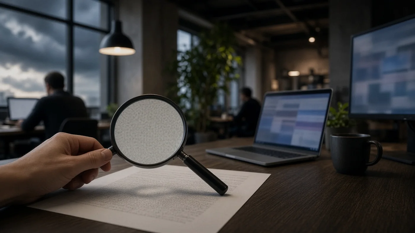 A magnifying glass over a page