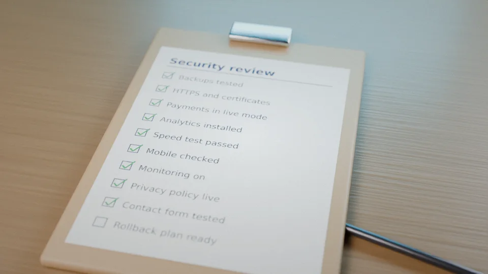 A clipboard with a completed checklist