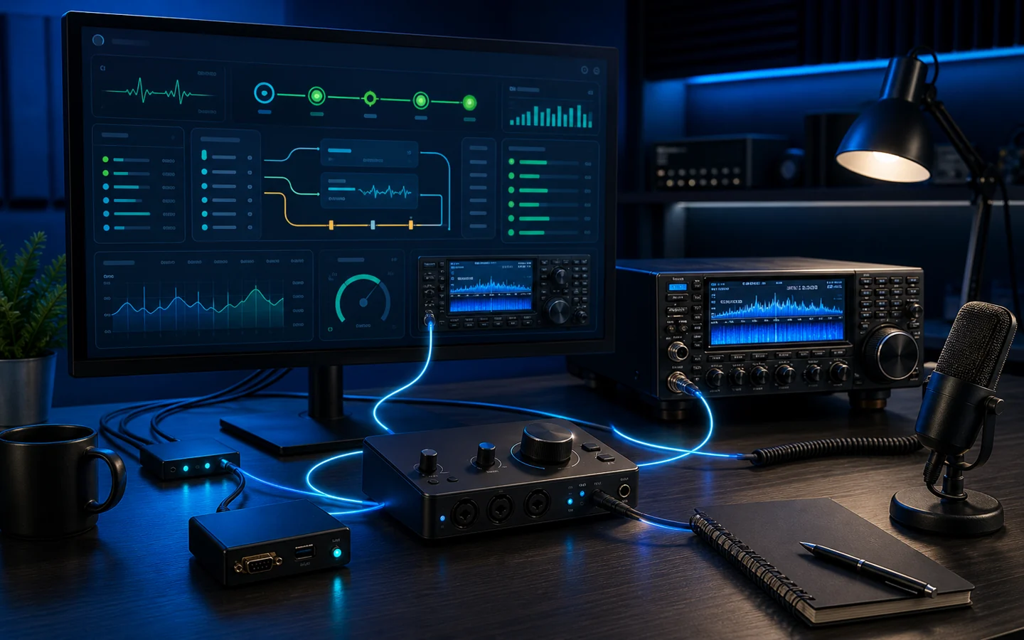 HamRadioList Station Bridge connecting a radio, audio interface and computer