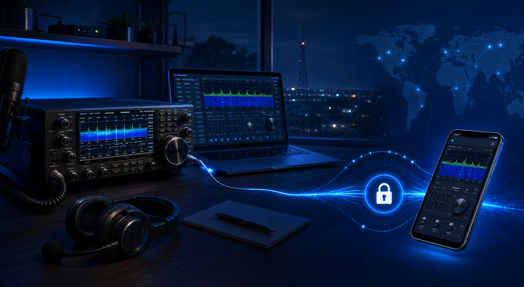 WalkieTalkieHRL on a phone connected securely to a radio station